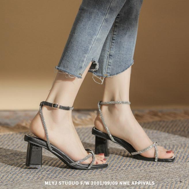  Sandal cao gót đế vuông 5P Giày cao gót basic chuẩn size Việt Nam mã TD83 DéP Shoes 