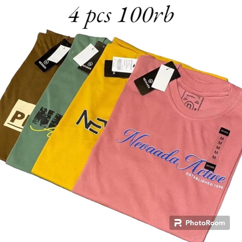 paket 4 Pcs 100rb Kaos Newada pria 100 4pcs kaos pria distro bandung original asli kaos newada pria terbaru Kaos T-Shirt distro pria bandung Baju Dewasa Motif 5