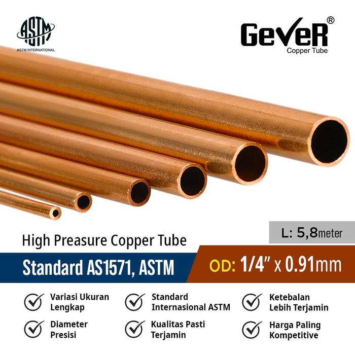 Gever Jual Pipa Tembaga 1/4 inch x 0.91mm x 5.8m / Copper Tube - Kota ...