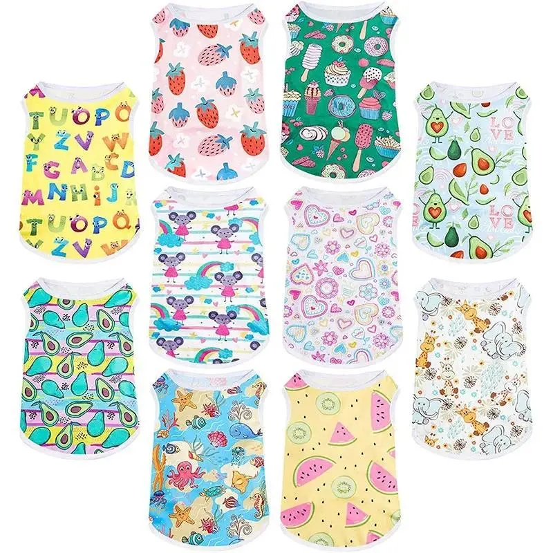 S-XL Puppy Shirts Print Dog Clothes Breathable Pet Cartoon Dog T Shirt Clothes Sweatshirt for Small Dogs Puppy Cats Chihuahua Teddy
