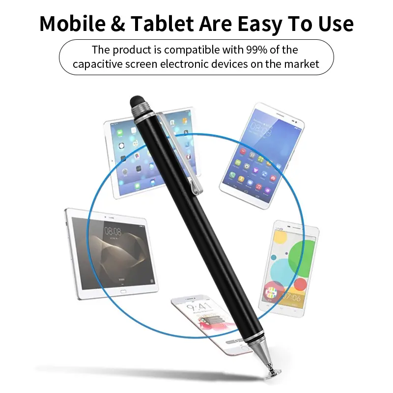 HdoorLink 2in1 Stylus Pen Double-headed Disc Silicone Tip Universal Capacitive Pencil Touch Screen Drawing Pen For Phone Tablet Computer Metal