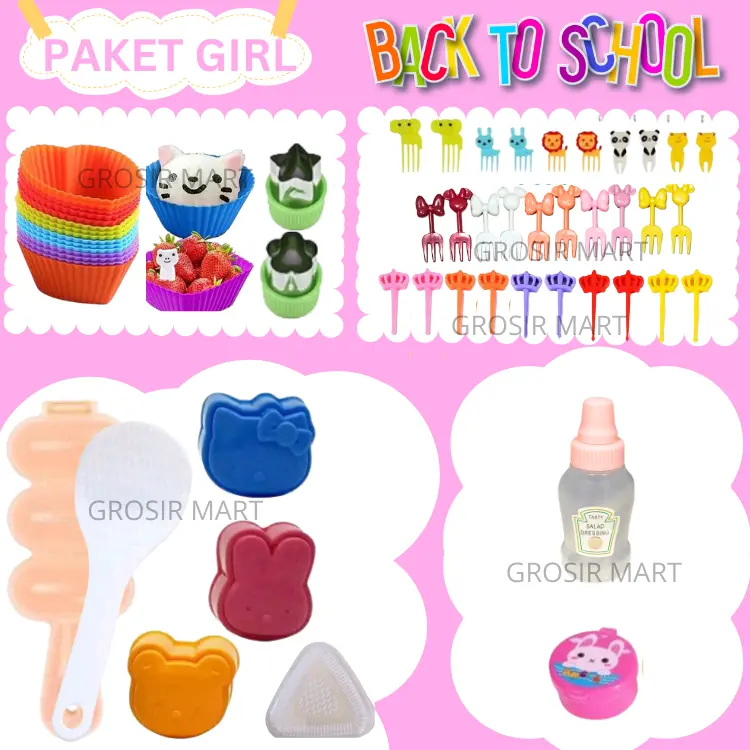 Isi 50 Paket Perlengkapan Bento Anak Set Komplit Bekal Anak Sekolah Cetakan Nasi Bento Bulat Karakter Murah Hemat Lengkap Peralatan Bento Tools Perintilan Bento Anak Hiasan Bento Tusukan Bento Karakter Lucu 7