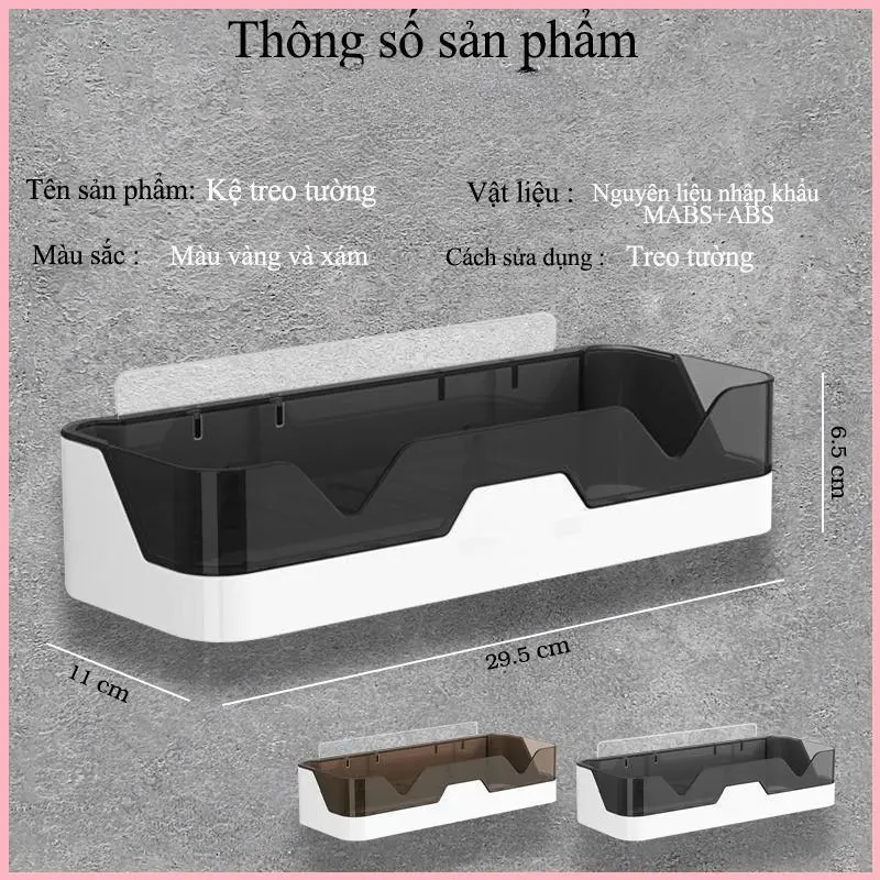 NIJIEOASHOP Kệ để đồ nhà tắm dán tường, kệ chữ nhật không cần khoan tường nhựa PP cao cấp, sang trọng Dimino 1