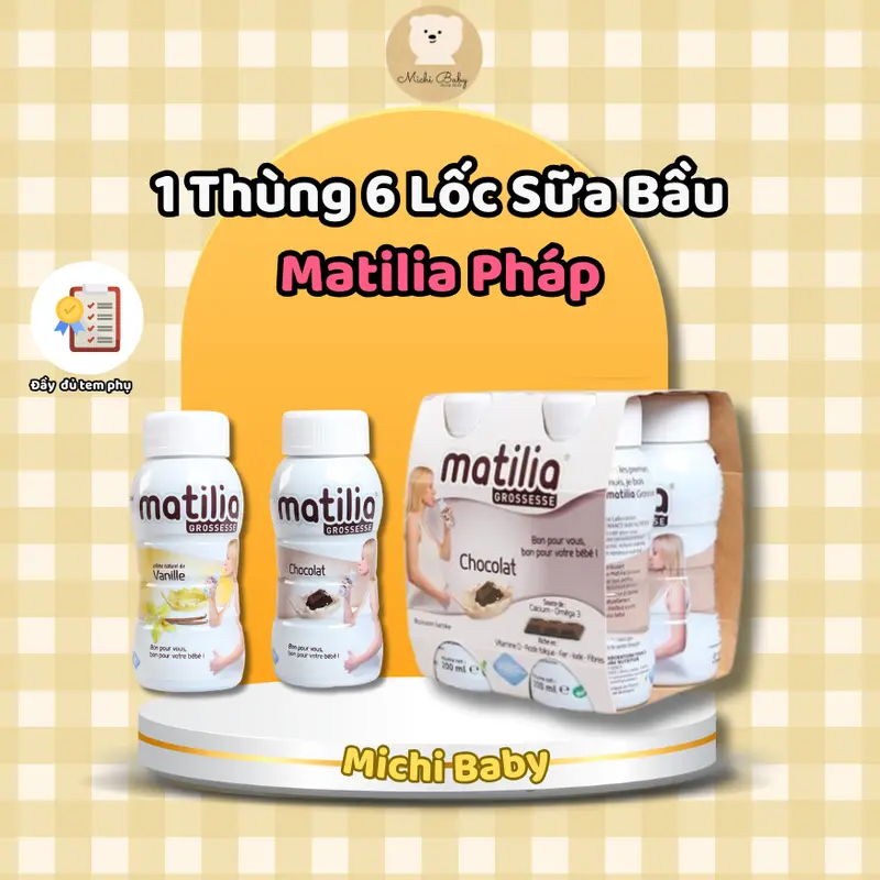 DTT - 1 Thùng 6 Lốc - 24 Lon Sữa bầu matilia Pháp Đủ Vị (4 hộp x200ml) - Michi Baby MC4588 0