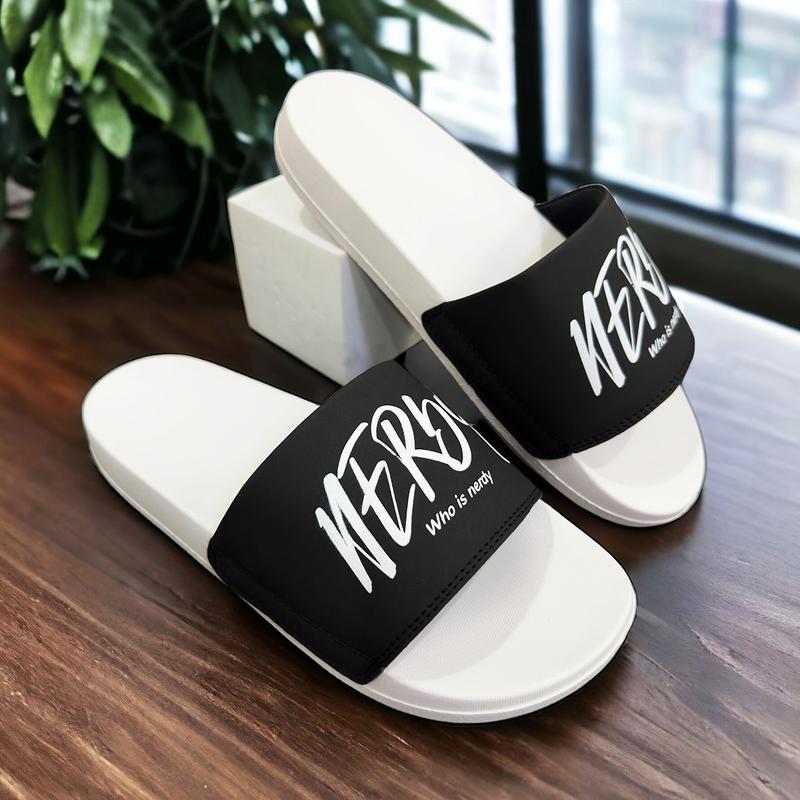 Dép nam nữ quai ngang in chữ thư pháp sang trọng đen D7765, chất liệu đế cao su EVA siêu nhẹ chống trơn trượt - Slipper DéP