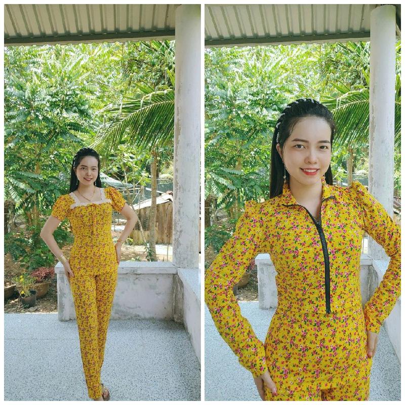 sét 3 món kèm áo khoác tay 2 lớp quần dài ống nhỏ size 40-78kg cổ vuông tay ngắn Nữ Women 0
