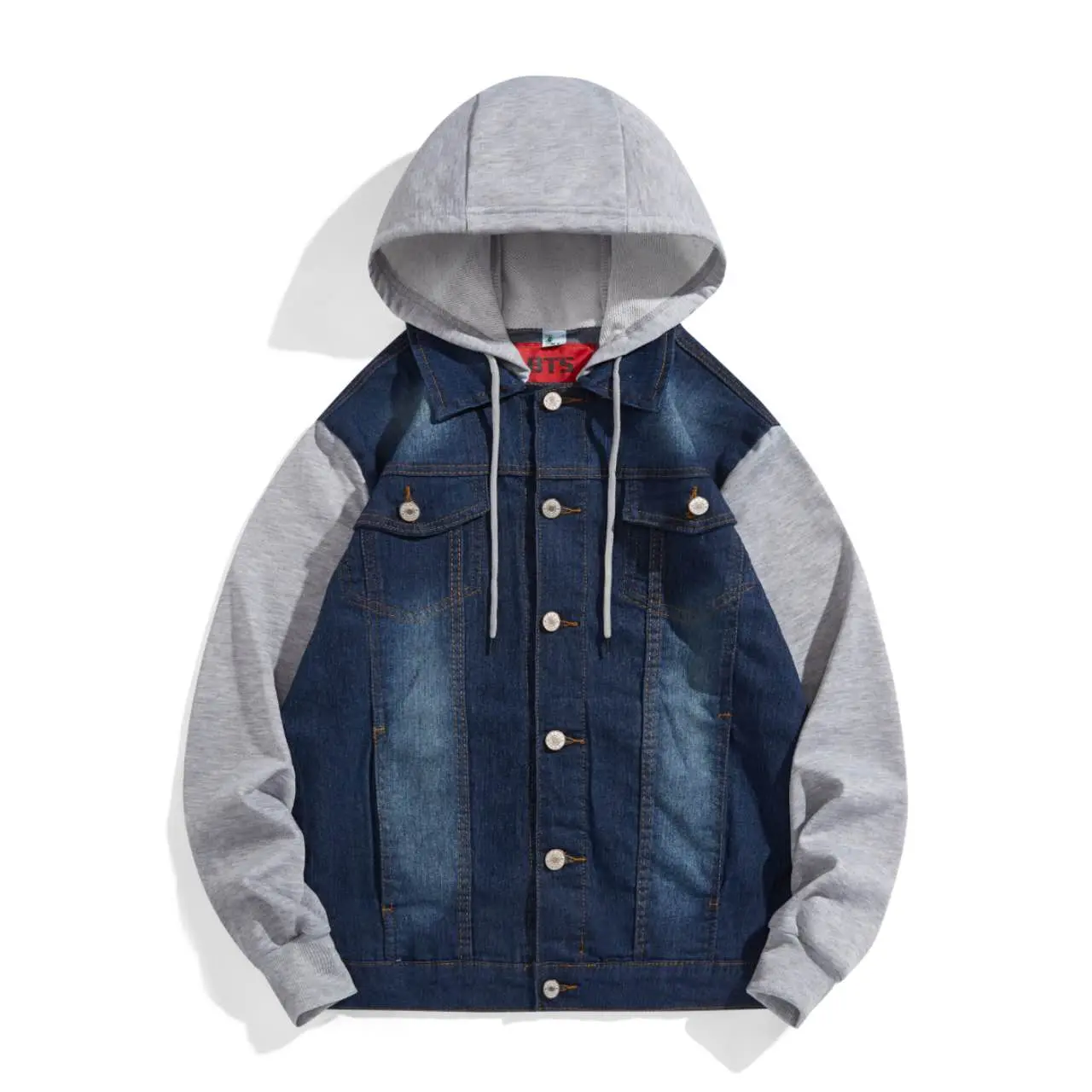 Fashion Unisex  Hooded Denim Jacket For Men Panel Maong Jacket