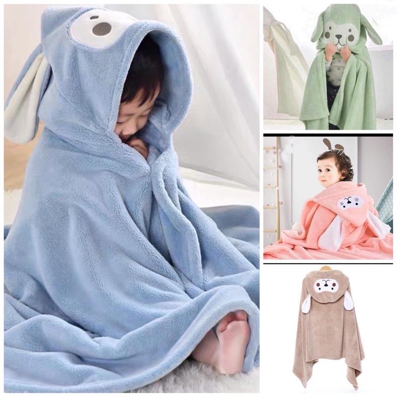 Áo choàng tắm cho bé có mũ vải bông san hô kích thước 140x70 cm Khăn Tắm Khăn