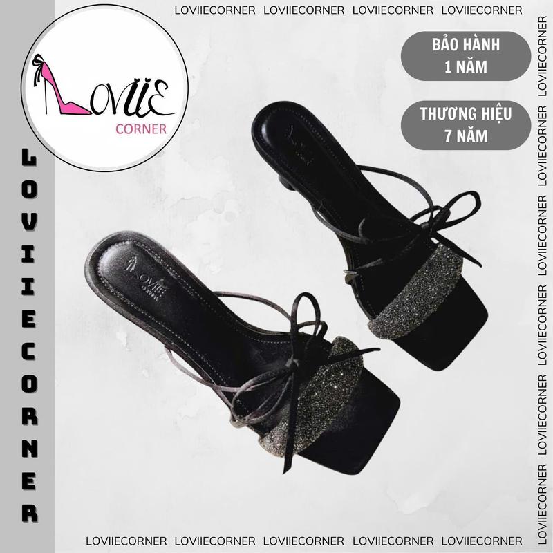 Product Introduction of LOVIIECORNER - GUỐC NỮ MŨI VUÔNG HỞ HIỆN ĐẠI - CAO GÓT QUAI MẢNH NƠ VIỀN CHỈ PHỐI QUAI NGANG ĐÍNH ĐÁ GÓT 6 PHÂN - DD241071 8