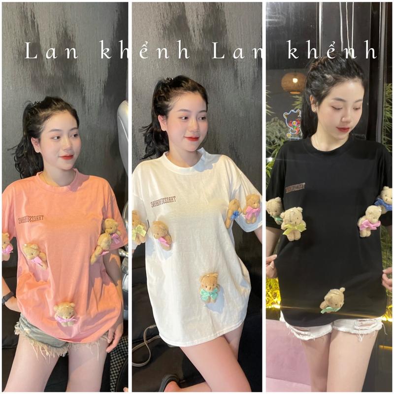 Áo phông cotton khô- Inpet kèm 5 gấu đính nơ form từ 40-70kg Menswear Top Áo Thun Voi Nhung