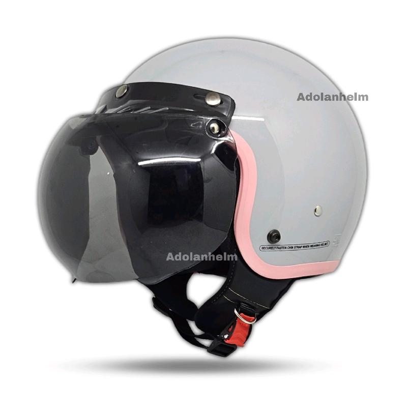 Helm Bogo Hijab Wanita List Pink Helm YRH Full Leher Flat Visor Motorcyle SNI Motorcycle 4