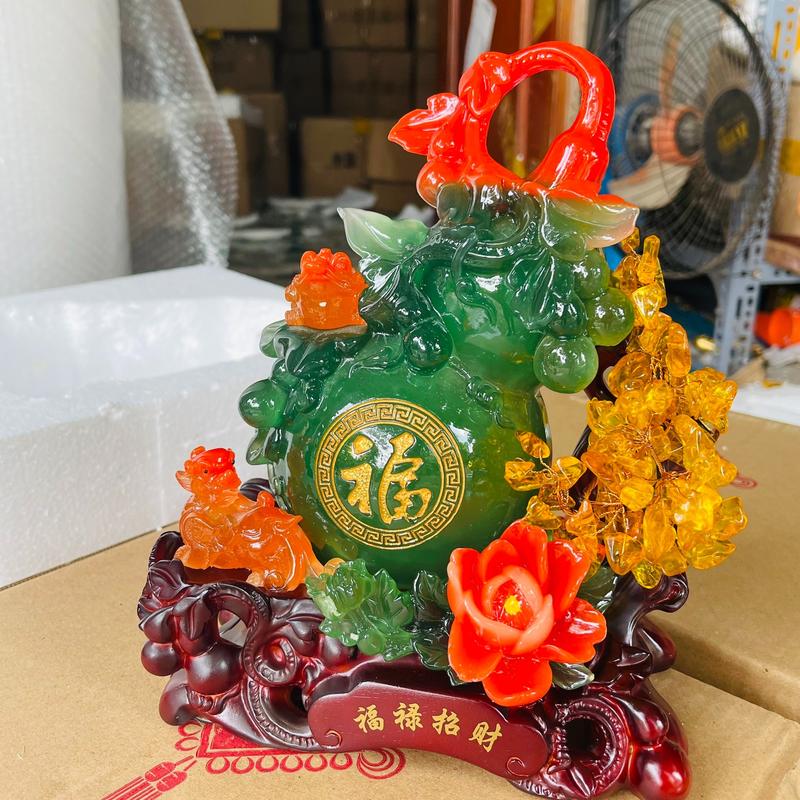 Tượng Hồ Lô-Cây Kim Tiền Tài Lộc-Hoa Mẫu Đơn-Tỳ Hưu-Thiềm Thừ Phong Thuỷ Rước Tài Lộc Decor Phòng Trang Trí Nhà 8