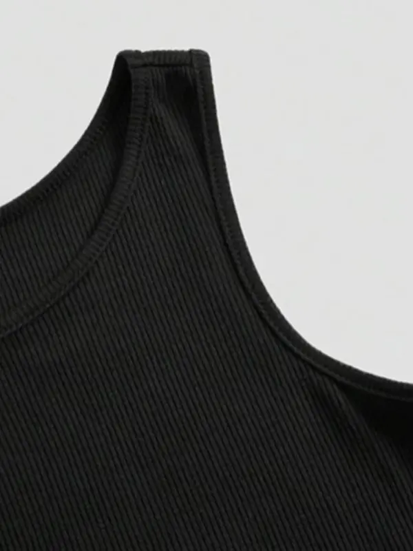 Women's Star & Moon Galaxy Print Ribbed Crop Tank Top, Casual Fashion Scoop Neck Sleeveless Top for Summer, Women's Top for Daily Wear 2