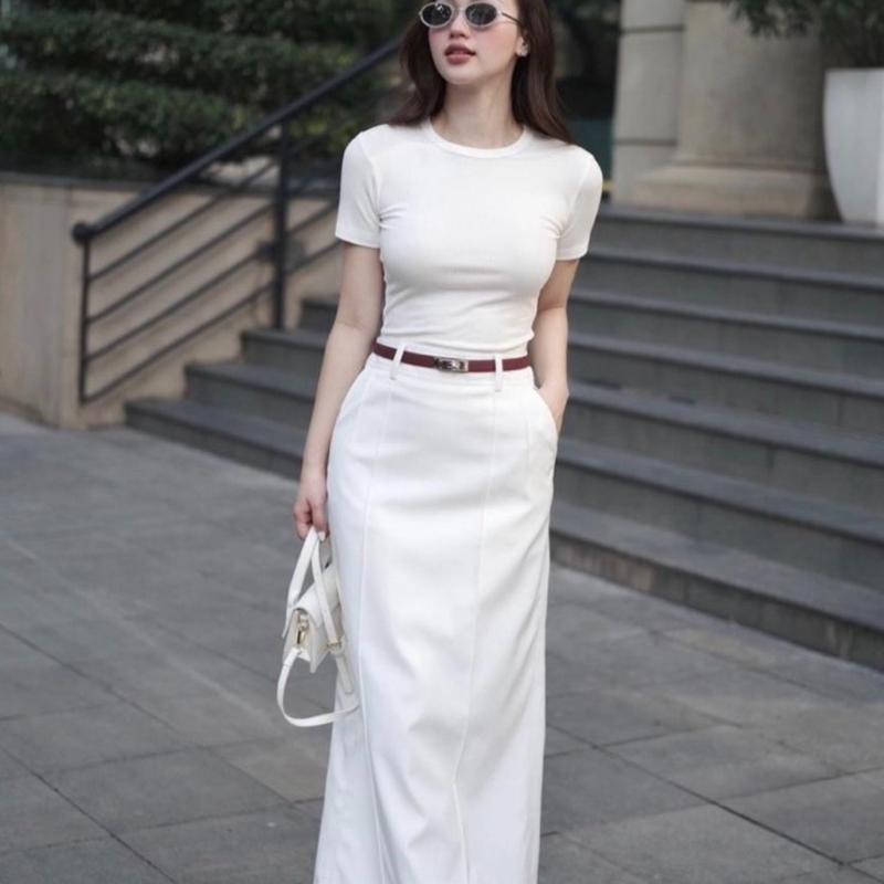 Sét Thiết kế Hà Anh áo phông phối chân váy (Kèm BLET) F06 Nữ Women