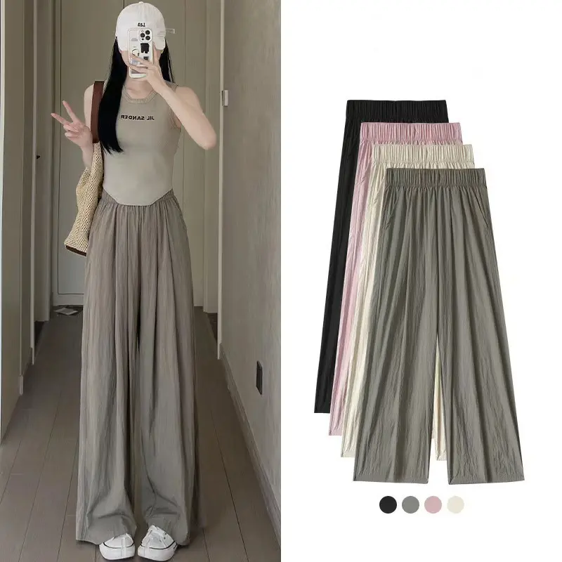 Women's Wide-Leg Pants 2024 Summer New High Waist Drooping Casual Lazy Pleated Yamamoto Pants Straight Loose Pants