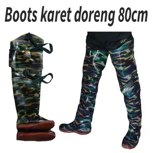 SEPATU BOOT PANJANG MOTIF DORENG PETANI SAWAH ANTI KEONG SEPATU BOT KARET PANJANG 80CM Boots  Shoes