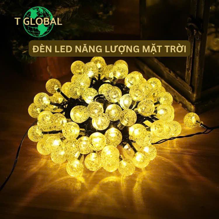 |HÀNG MỚI| Đèn Dây Led Trang Trí Năng Lượng Mặt Trời 12m 100 Bóng Tròn - Tiện Lợi, Dễ Lắp Đặt, Chống Nước IP65