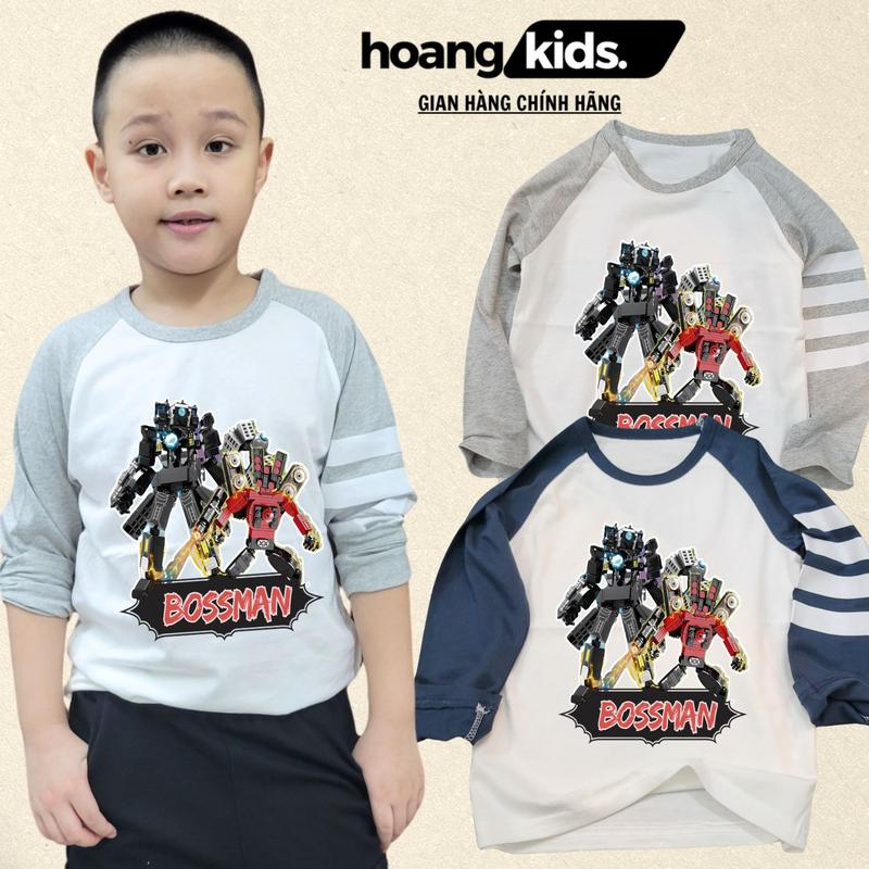  Áo thu đông dài tay cho bé trai hoạt hình speakerman skibidi toilet cotton dài tay size từ 12 đến 30kg HOANGKIDS Vải Cotton Thun áo combat áo freefire áo  captain 