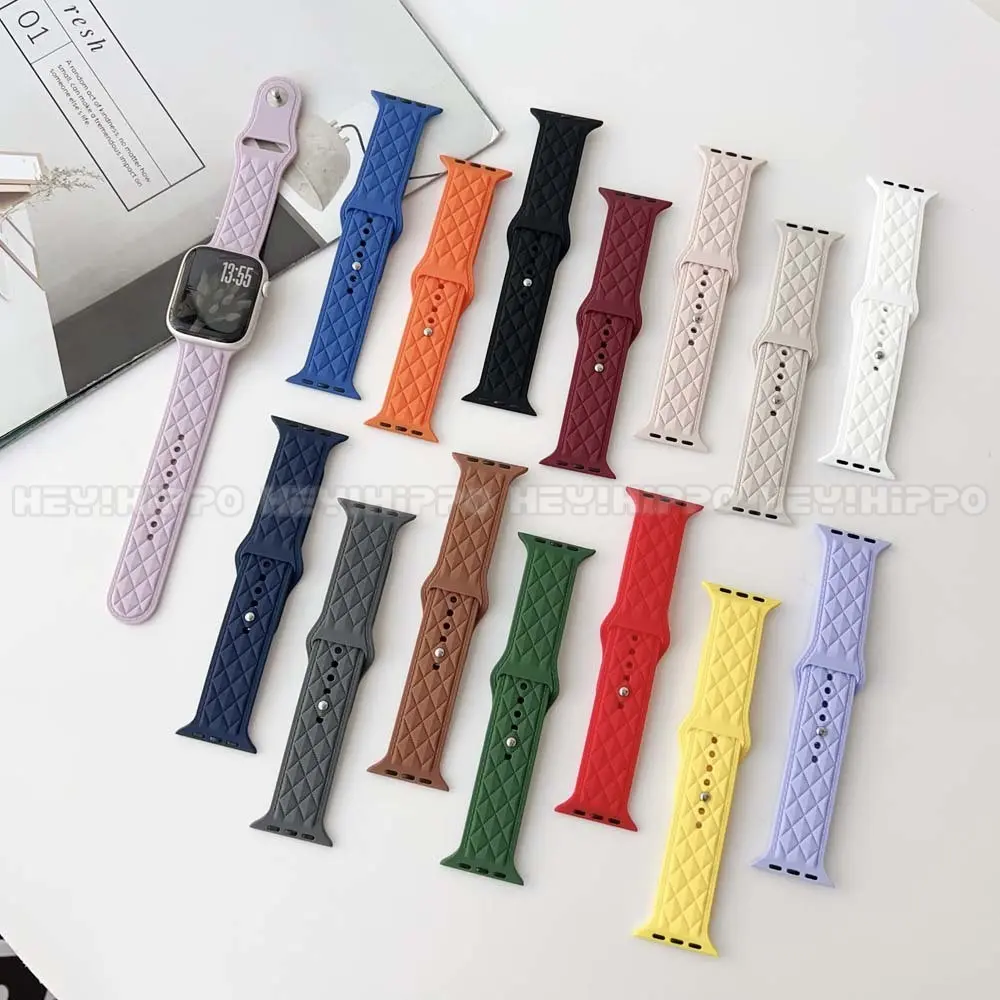 Leather pattern design suitable for smartwatch series 10/9/8/7/6/5/SE/4/3/2/1 silicone strap suitable for iwatch 49/46/45/44/42/41/40/38mm