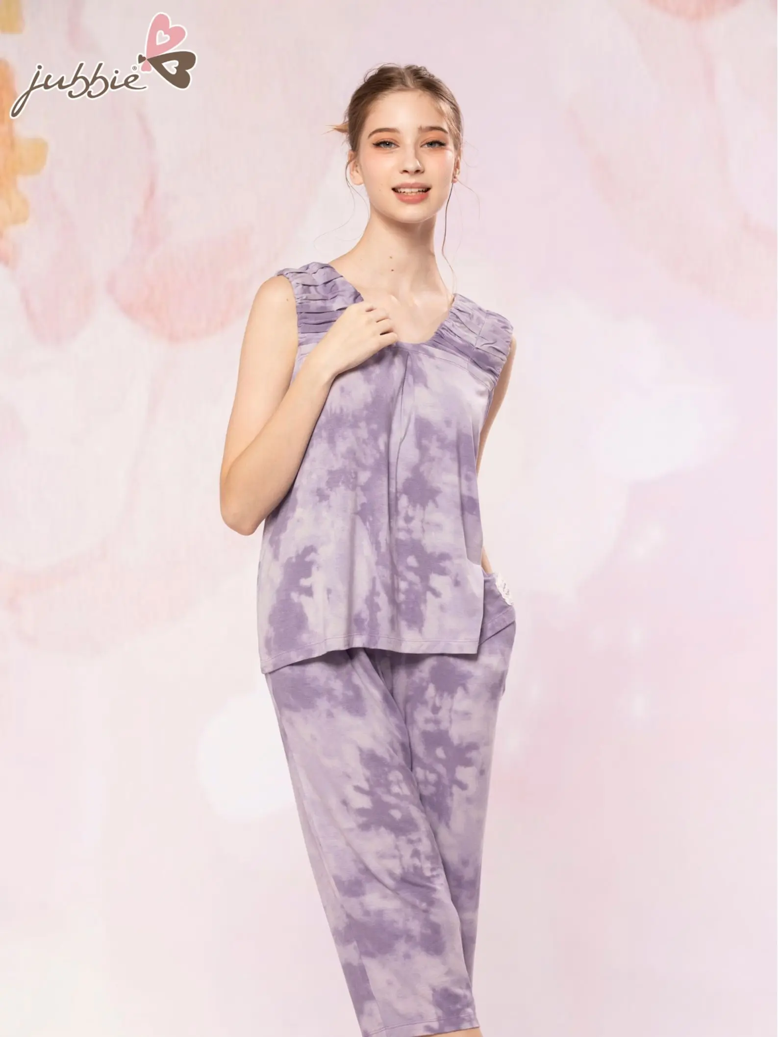 JUBBIE BỘ LỬNG THUN ÁO CỔ V NHÚN - 2280