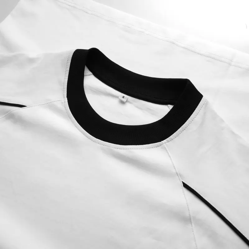 Áo thun unisex phối viền 5 màu chất vải cotton 2 chiều dày dặn ATPD82 Menswear Nam Top Cổ Tròn Voi Màu Đen Màu Nâu 7