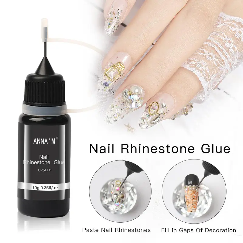 Rhinestone Nail Art Glue, 2 Counts/set Nail Art Glue For Rhinestone Nail Art, DIY Nail Art Decoration, Manicure Accessories, Beauty Nail Art Supplies For Women & Girls, Christmas Gift, Nail Tech Supplie 4