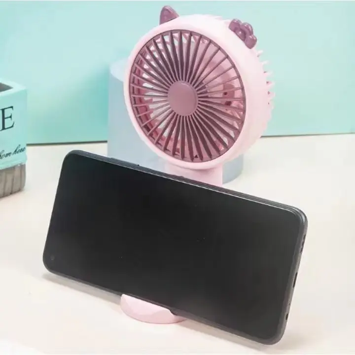 Kipas Angin Portable Karakter Lucu  / Kipas Angin Genggam / Kipas Angin Tangan / Mini Fan USB yang Memiliki Dudukan HP 3