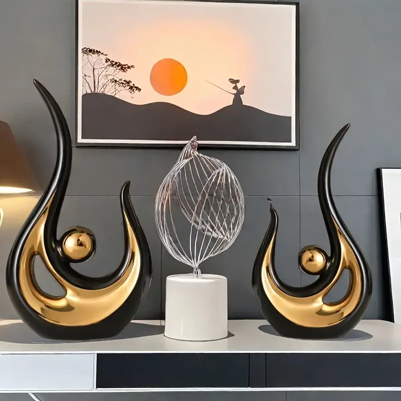 2 modern abstract resin sculptures, suitable for multiple scenes, perfect for decoration or gift giving.Ideal for Home, Bedroom, Office, Student Gifts, Perfect for Hanukkah, Thanksgiving, New Year, Graduation - No E Decoration Items Interior 6