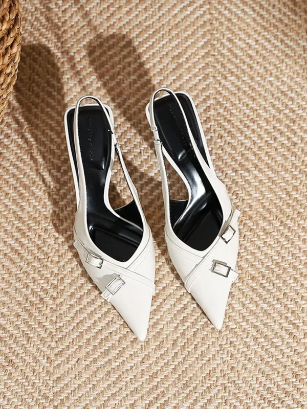 Women's Elegant Solid Color Stiletto Slingback Heels, Fashionable Pointed Toe High Heel Shoes for Party, Daily Clothing Decor for Women & Girls 1