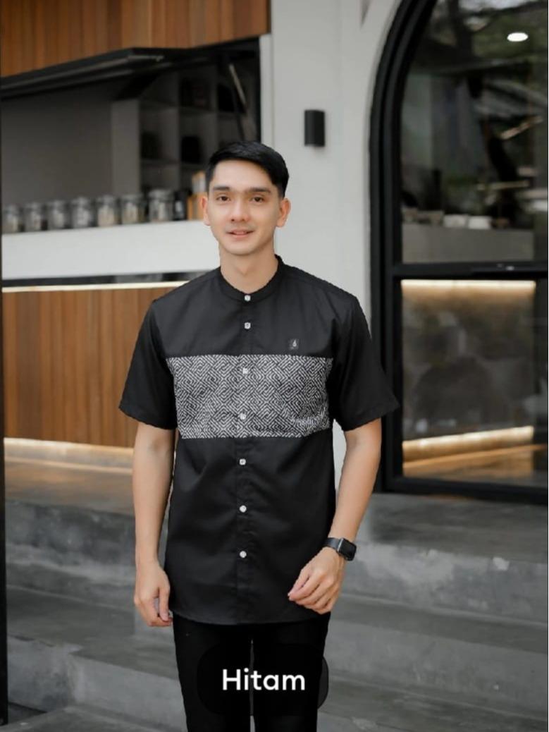 Product Introduction of by Keenan Baju Koko Kurta Terbaru Baju Koko Pria Dewasa Lengan Pendek Baju Muslim Kurta Kombinasi Batik Kain Katun Toyobo Nyaman 1