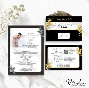 (50 pcs) UNDANGAN PERNIKAHAN ELEGAN RINDU 11 Kertas Plastik Cards Foto