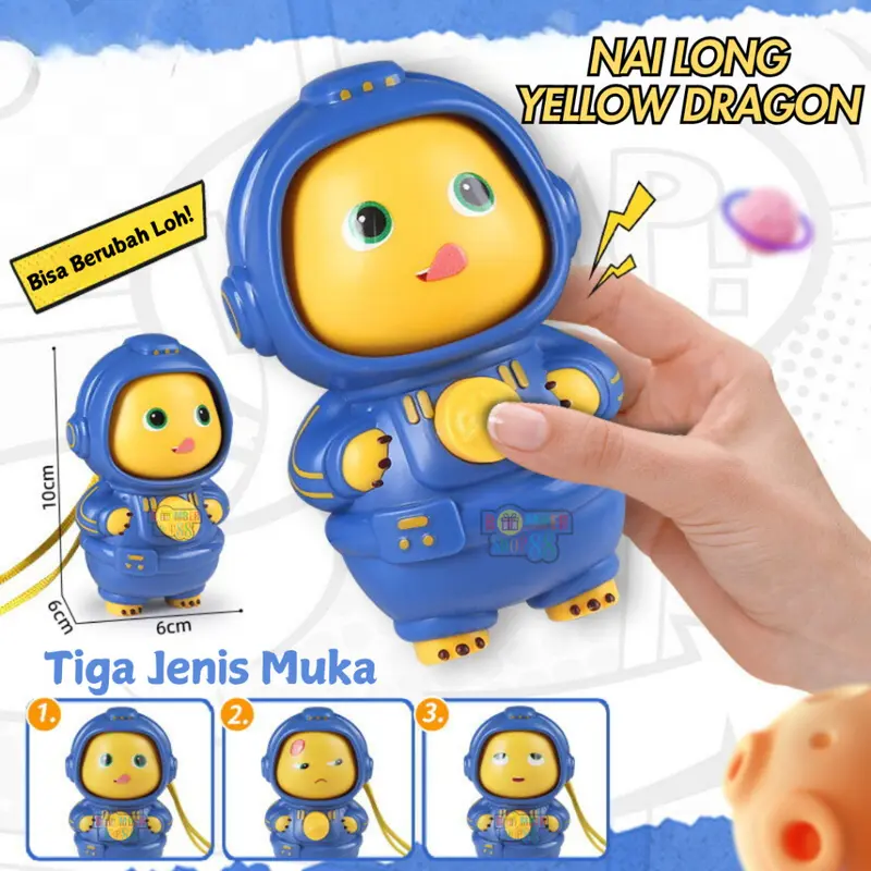 TUTU NaiLong Mainan Anak lucu Rubah Muka face Figure Doll Yellow Dragon Kuromi Sanrio dino kuning 0