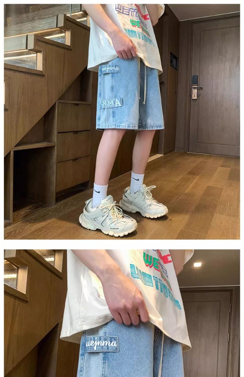 Product Introduction of 2025 [1044 People Collected] Men's Summer Thin American Style Cargo Five-Point Denim Shorts Men's Pants Ins Trend Versatile Loose Straight-Leg 11