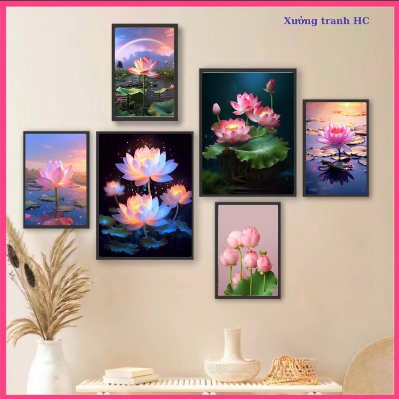 25 mẫu HOA SEN và nhiều loại hoa khác Set 6 tranh dán tường decor phòng ngủ- tranh nhựa fomex nhẹ dán tường kèm keo tranh phong thuy tranh treo tường lọ hoa tranh decor treo tường
