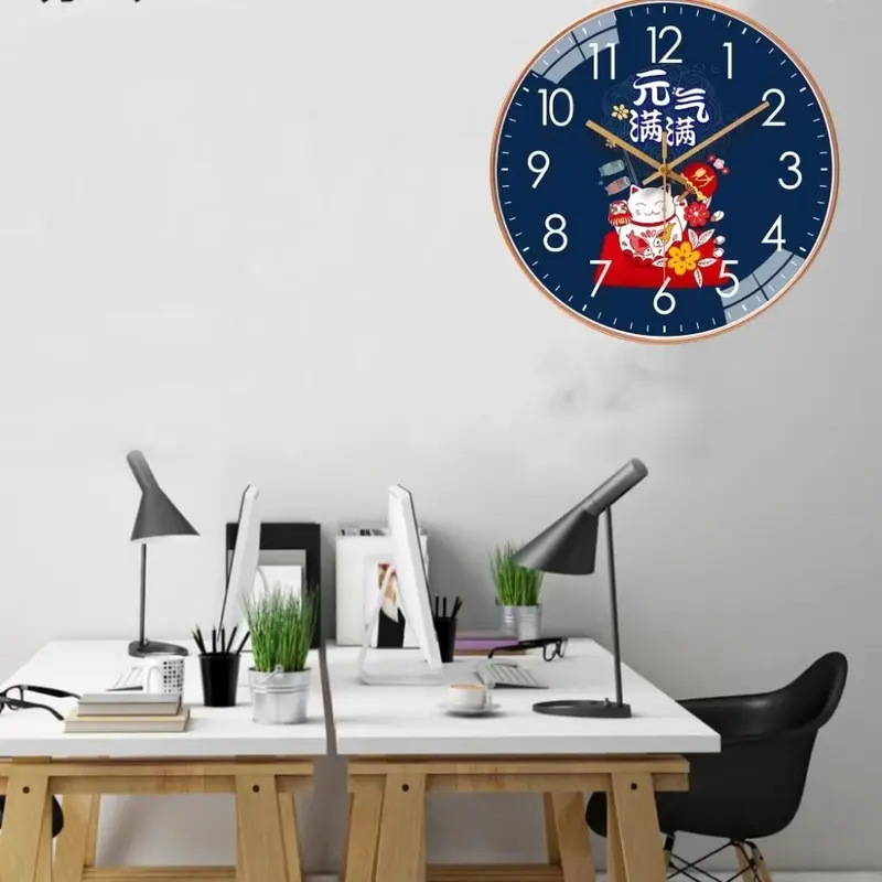 Đồng Hồ Treo Tường Gia Dụng, Thiết Kế May Mắn Chất Lượng Cao, Thời Trang Đơn Giản, Im Lặng, Màu Đỏ Dễ Thương, Thích Hợp Để Đồ Trang Trí Phòng Khách, Kích Thước 8 Inch, Đồ Trang Trí Nội Thất 2