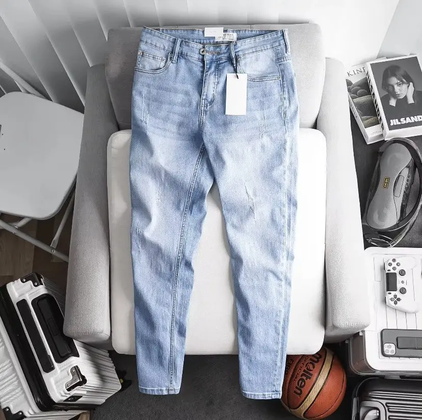 Quần Jean Nam Xanh Bạc Xước Co Giãn Tốt Mẫu Mới vải dày mềm Cotton Pants Có Túi MS 114A- Pants Menswear