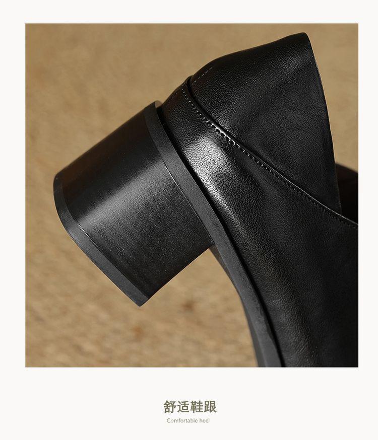 Product Introduction of Leather women's shoes fashion matching single shoes thick heel loafers inside and outside the full head layer of sheepskin Footwear Girl Comfort Closed Active 16