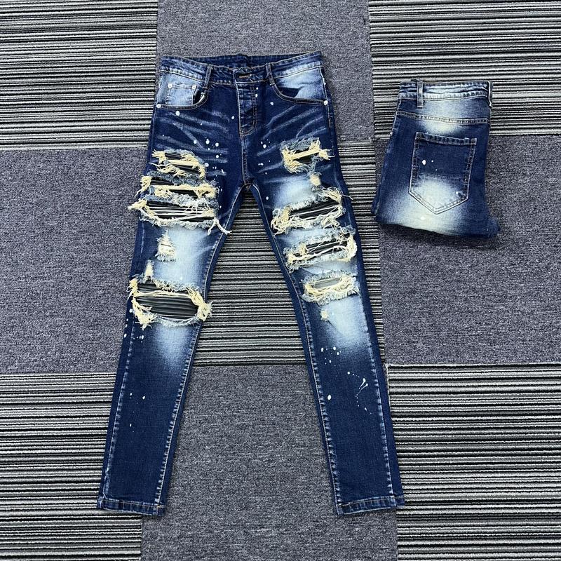 QUẦN Jeans NAM XANH VÁ DA ĐẬM HAI