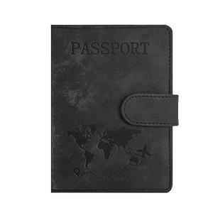 Portapasaporte de PU multi-tarjeta, cierre de presión, interior de cuero sintético, accesorio de viaje minimalista, almacenamiento conveniente de documentos, esenciales para vacaciones