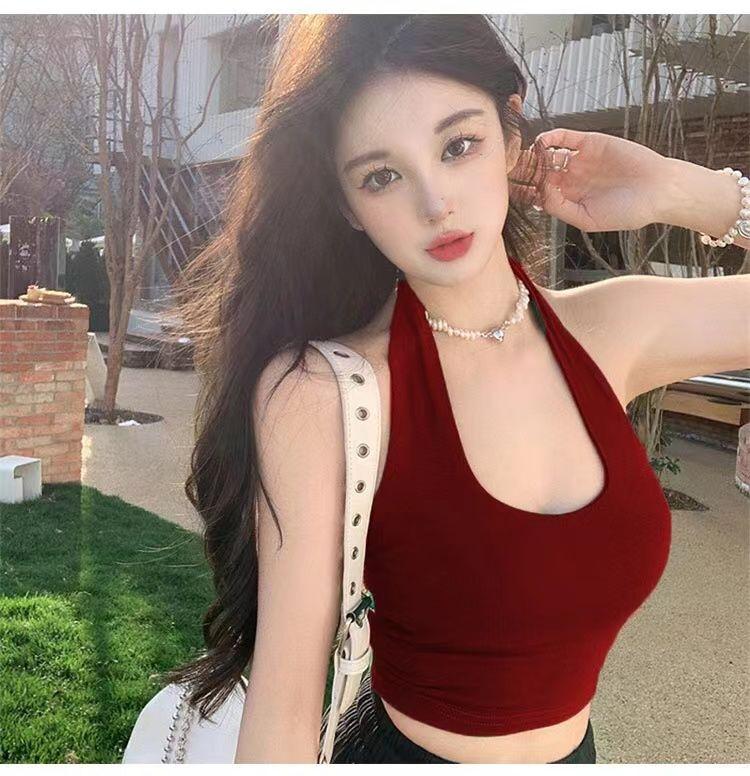 Product Introduction of Áo Vest Cổ Yếm Phong Cách Pháp, Dễ Thương Và Gợi Cảm, Áo Phông Rò Rỉ Lưng, Áo Crop-Top, Áo Ngắn, Dành Cho Nữ, Có Thể Mặc Bên Trong Women Denim 6