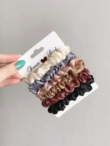 Liga para el cabello de satín de color liso y diseño con volantes para regalo de San Valentín 2024, accesorios para el cabello casuales y diarios para mujeres, coletero bonito