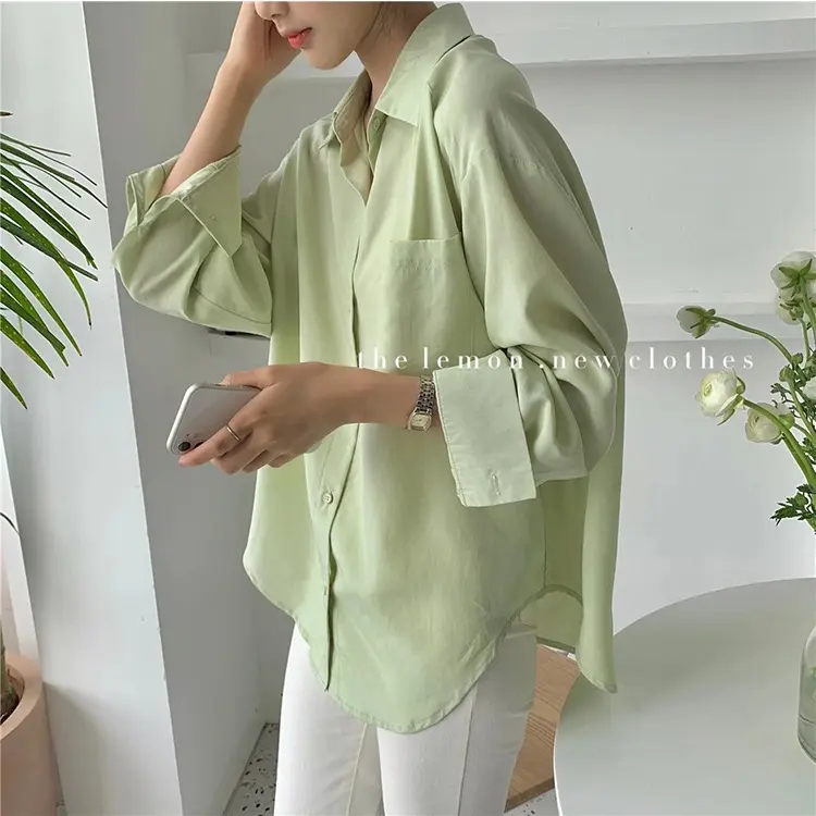 Áo Sơ Mi Dài Tay Dáng Rộng Cho Nữ, Áo Cánh Nữ, Phong Cách Hàn Quốc, Hàng Mới Sẵn Sàng
