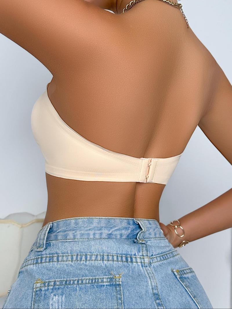 Product Introduction of Women's Solid Color Push Up Wireless Bra, Basic Comfortable Breathable Removable Strap Bra, Women's Lingerie for All Seasons 6