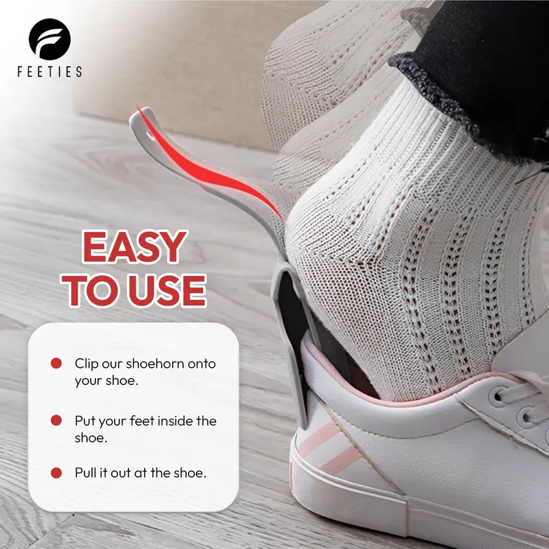Feeties Shoe Horn Lazy Shoes Helper Slider Easy On Shoes Plastic Shoehorn for Men, Women and Kids - Fits for All Types of Shoes 2