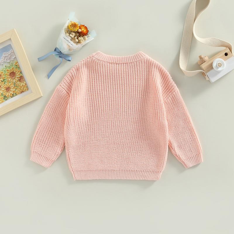 Product Introduction of Toddler Baby Round Neck Sweaters, Long Sleeve Solid Color Loose Knitted Pullovers 58