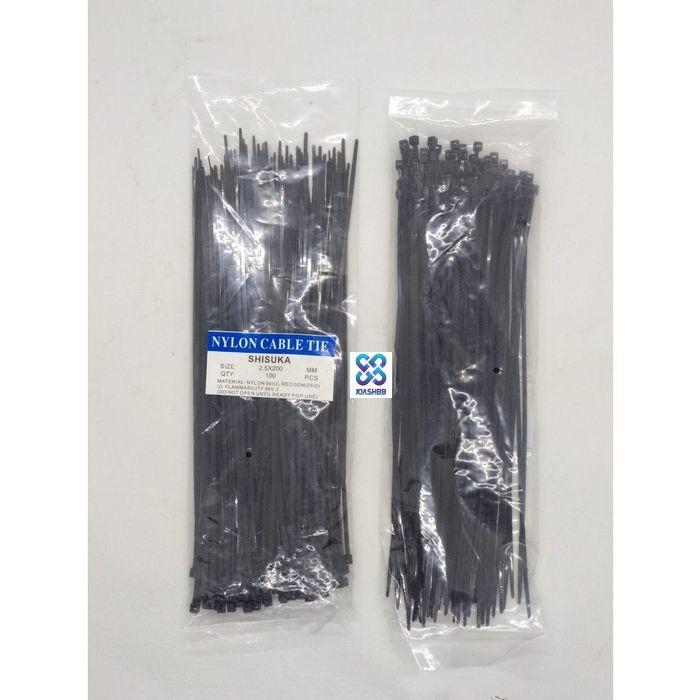 Kabel Ties Shisuka 2.5 x 200mm (20cm) isi 100bh - putih / hitam, Cable Tie/ Pengikat Kabel/ Dasi Kable 2