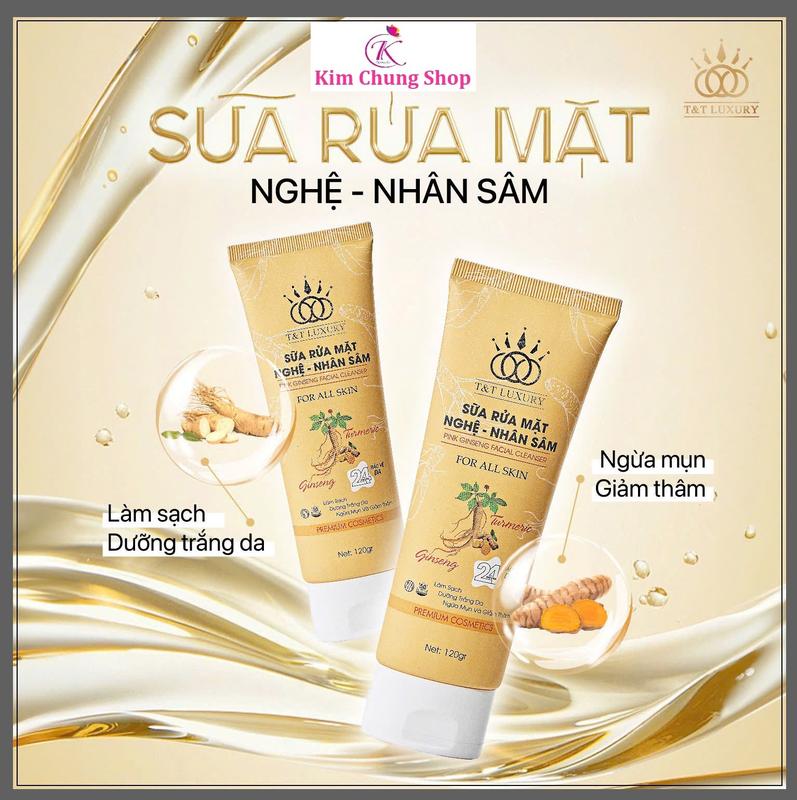 Tuýp 120ml Sữa rửa mặt Nghệ & Nhân sâm T&T LUXURY - Cho da mụn