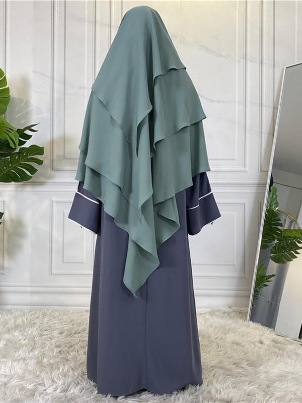 Summer Women's Solid Tiered Layer Khimar, New Fashion Long Khimar for Daily Wear, Casual Trendy Soft Comfortable Khimar Instant Hijabs for Women, Arabic Clothing Instant Hijab Accessories, Modest Muslim Clothing 5