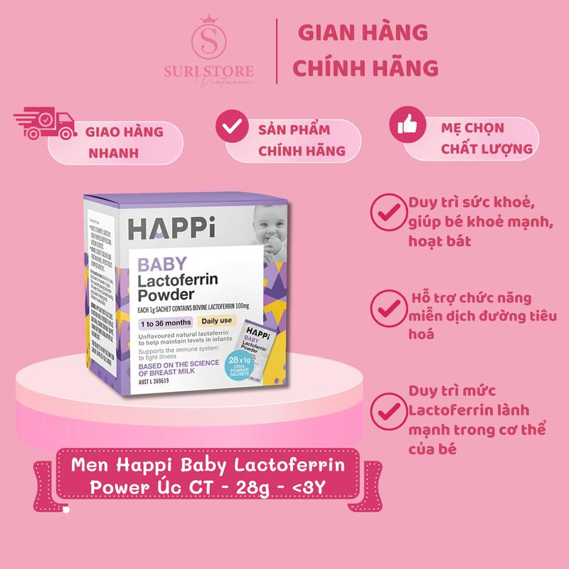 SURI STORE - Men Happi Baby Lactoferrin Power Úc tăng đề kháng  - 28g - < 3Y