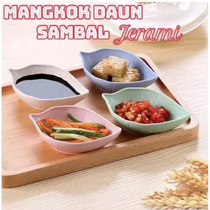 MANGKOK DAUN Ukuran KECIL 10cm TEMPAT SAMBAL KECAP Saos Acar bahan Jerami Gandum Lepek